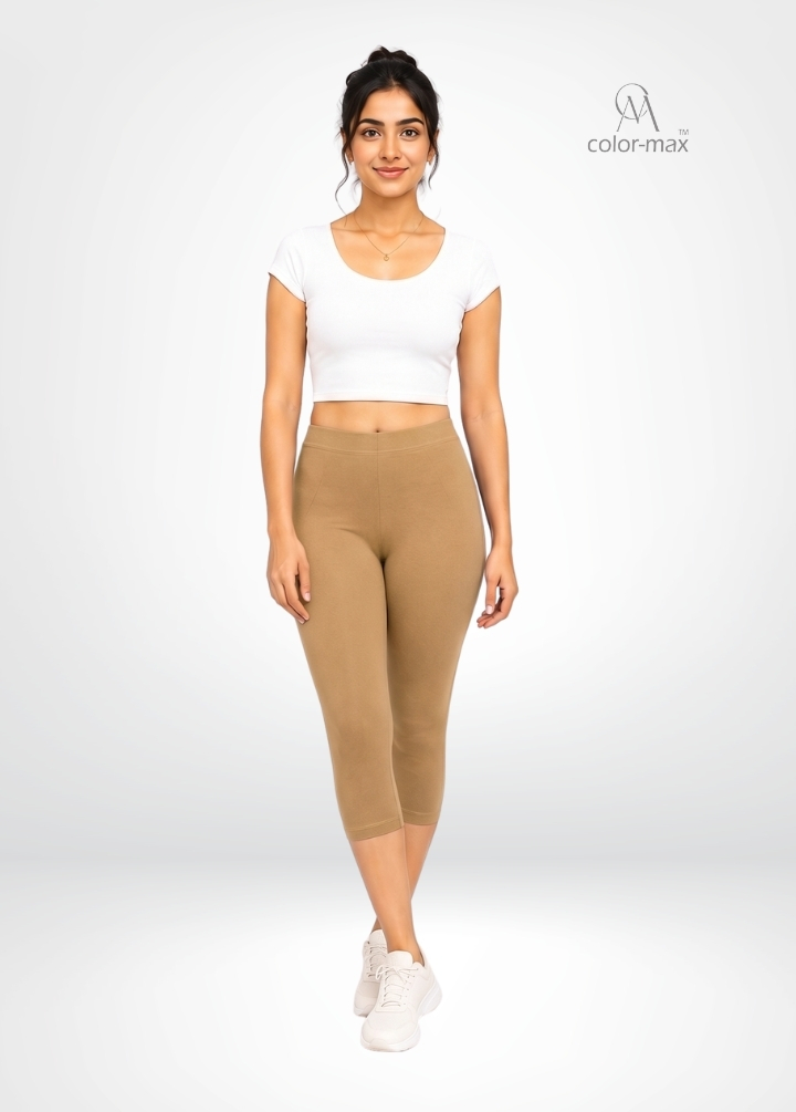 DARK BISCUT - Premium Cotton Lycra Capri Leggings